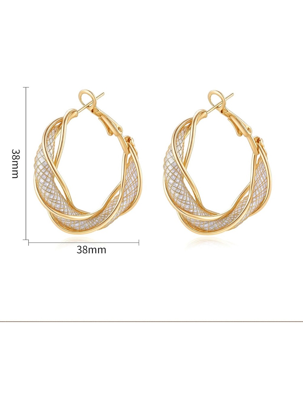 Anthropologie Gold Twisted Lattice Hoop Earrings - Picture 2 of 5